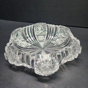 Vintage American Brilliant Crystal Clear Cut Glass Relish Trinket Dish
